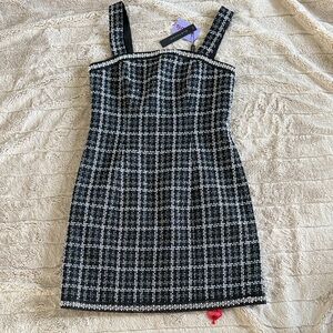 Elie Tahari Black and White Checkered Mini Dress